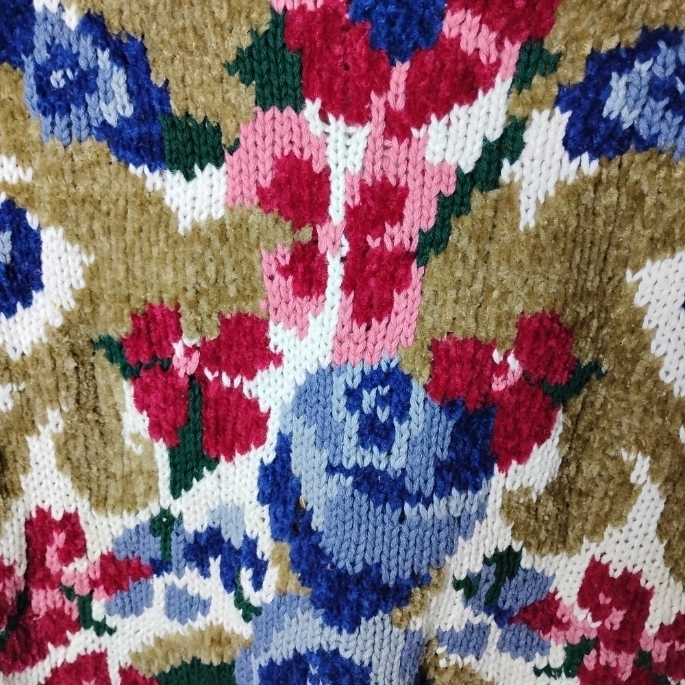 Vintage 90s Floral Sweater Size Large - Picture 4 of 8